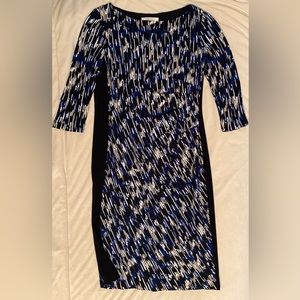 Kasper 3/4 Sleeve Office Dress with Flattering Side Panels and Subtle Gather
